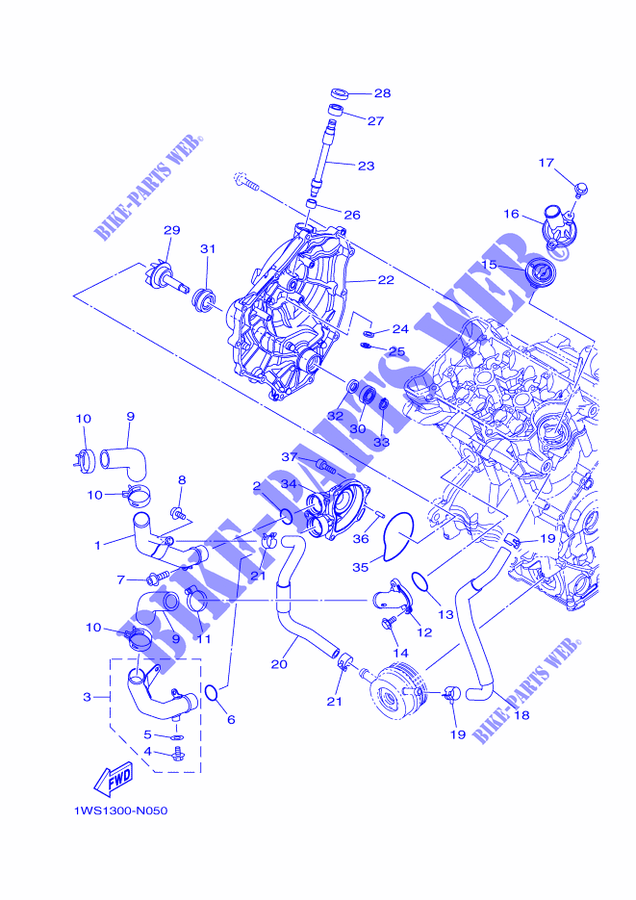 WATERPOMP / SLANGEN voor Yamaha MT07 2014