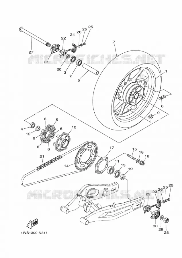 ACHTERWIEL Yamaha MOTO 700 2014 MT07 ABS  MT07A