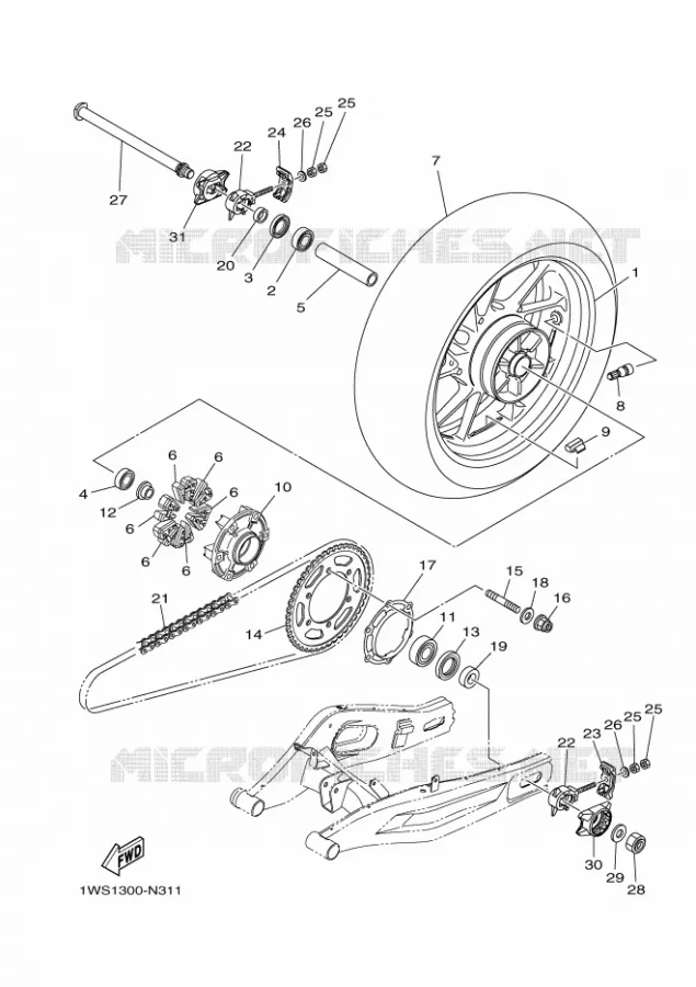 ACHTERWIEL Yamaha MOTO 700 2014 MT07 ABS  MT07A