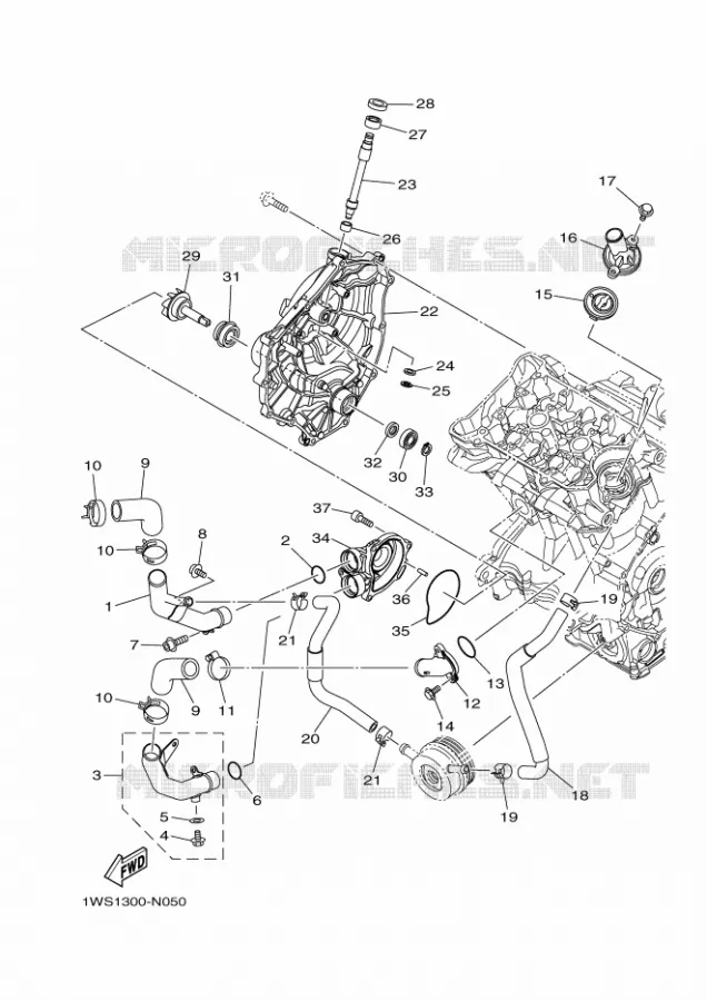 WATERPOMP / SLANGEN Yamaha MOTO 700 2014 MT07 ABS  MT07A
