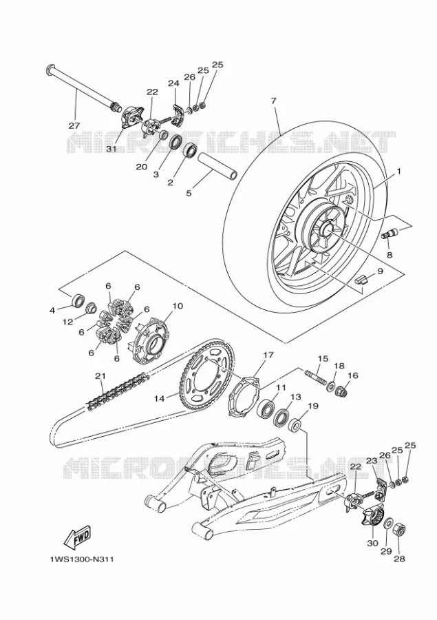 ACHTERWIEL Yamaha MOTO 700 2014 MT07 ABS  MT07A