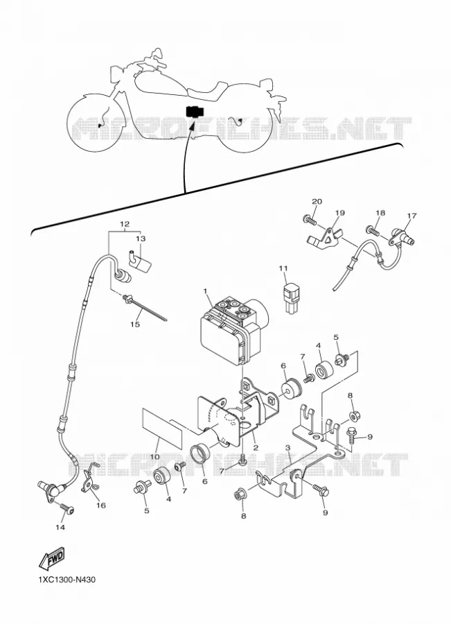 ELECTRISCH 3 Yamaha MOTO 950 2014 BOLT  XVS950CUXV950