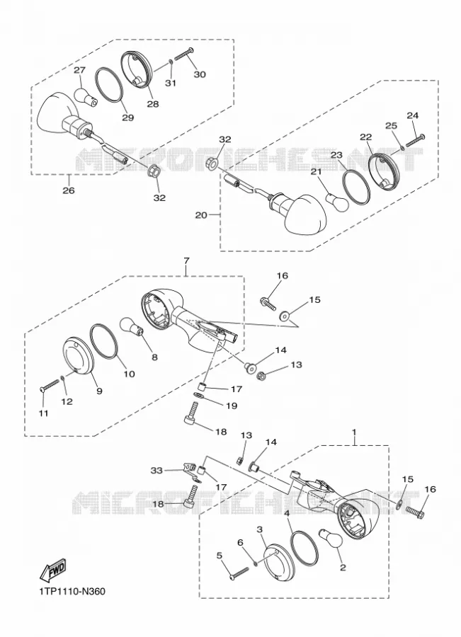 KNIPPERLICHT Yamaha MOTO 950 2014 BOLT  XVS950CUXV950