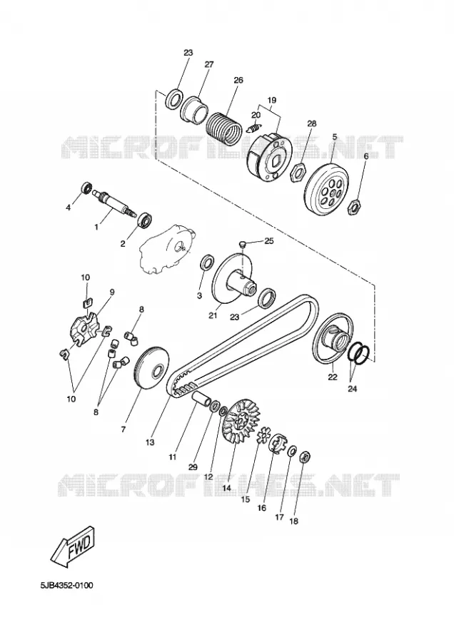 STARTMOTOR KOPPELINGS Yamaha SCOOTER 50 2014 NEOS  YN50