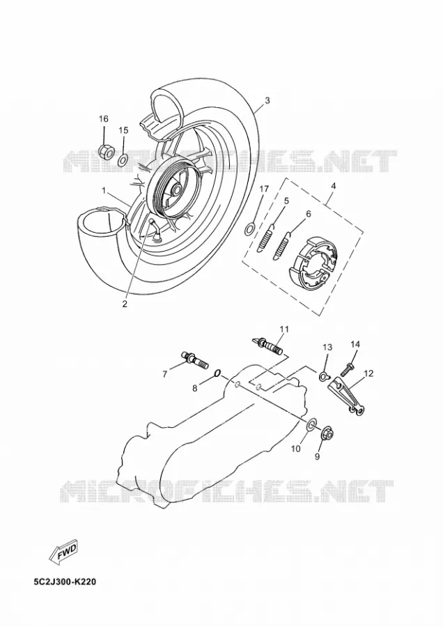 ACHTERWIEL Yamaha SCOOTER 50 2014 OVETTO  YN50