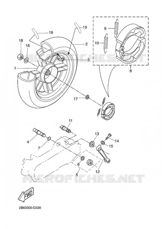 ACHTERWIEL Yamaha SCOOTER 50 2014 BOOSTER  CW50L