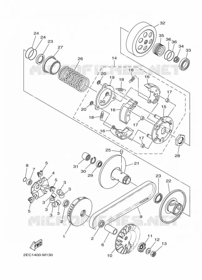 STARTMOTOR KOPPELINGS Yamaha SCOOTER 125 2014 TRICITY  MW125TRICITY