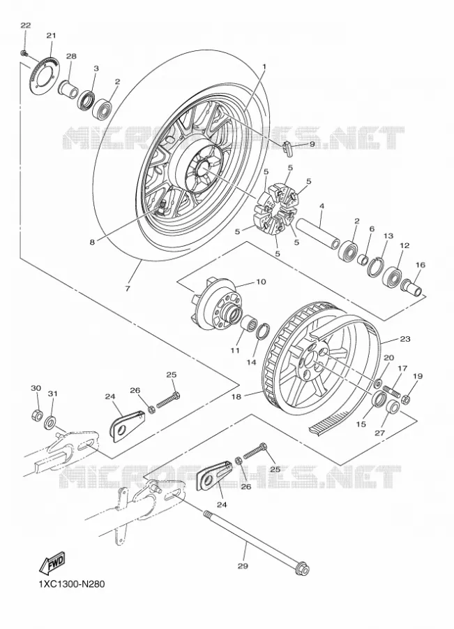 ACHTERWIEL Yamaha MOTO 950 2014 BOLT  XVS950CUXV950R