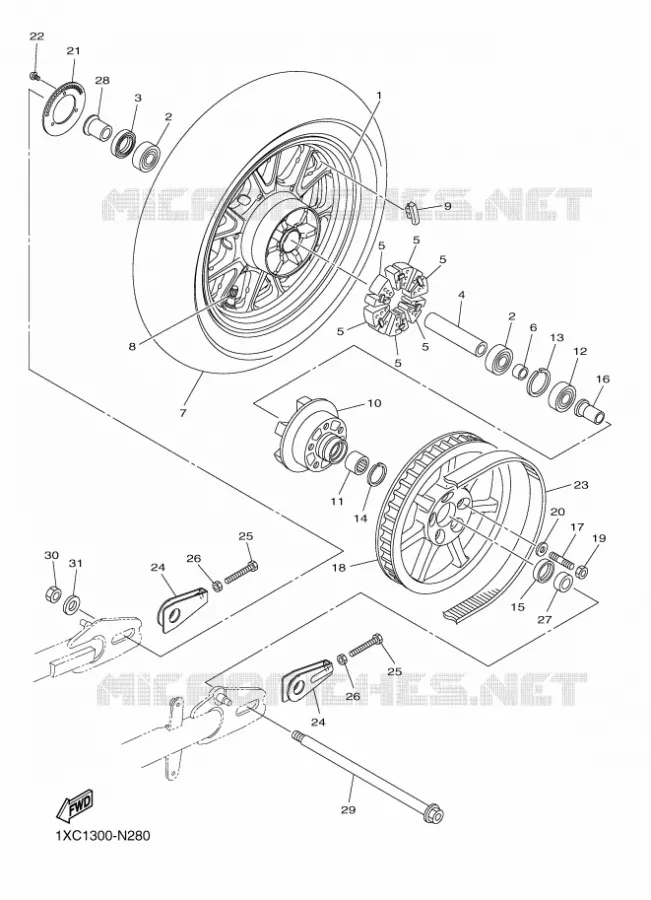 ACHTERWIEL Yamaha MOTO 950 2014 BOLT  XVS950CUXV950R