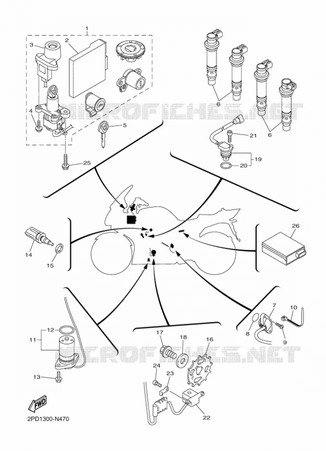 ELECTRISCH 1 Yamaha MOTO 1300 2014 FJR  FJR1300AE