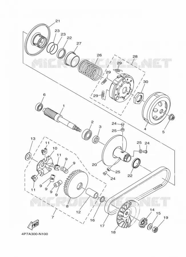 STARTMOTOR KOPPELINGS Yamaha SCOOTER 125 2014 VITY  XC125E