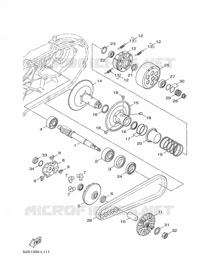 STARTMOTOR KOPPELINGS Yamaha SCOOTER 151 2014 XENTER  HW151
