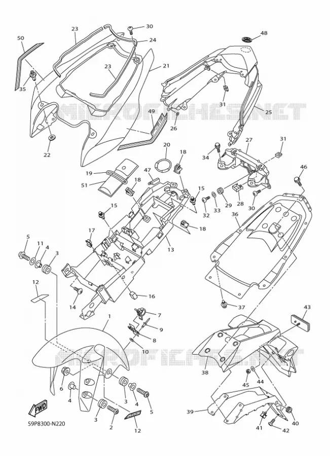 SPATBORD Yamaha MOTO 800 2014 FZ8 ABS  FZ8-NA