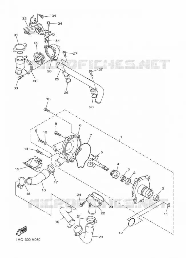 WATERPOMP / SLANGEN Yamaha MOTO 1300 2015 FJR  FJR1300A