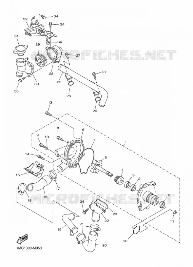 WATERPOMP / SLANGEN Yamaha MOTO 1300 2015 FJR  FJR1300AS