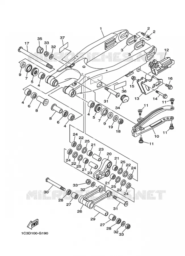 ACHTERBRUG Yamaha MOTO 125 2015 YZ  YZ125