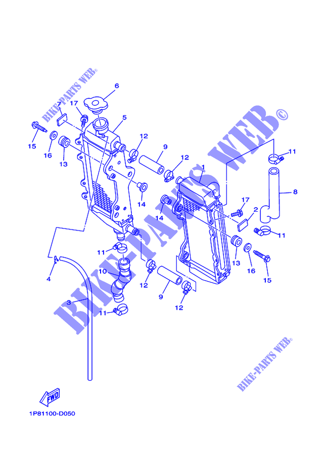 RADIATEUR / SLANG voor Yamaha YZ250 2015