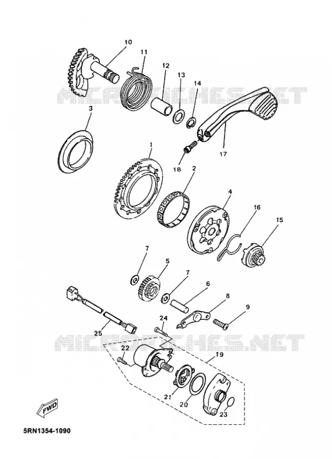 STARTMOTOR Yamaha SCOOTER 50 2015 OVETTO  YN50