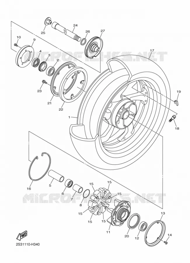 ACHTERWIEL Yamaha MOTO 1700 2015 VMAX  VMX17