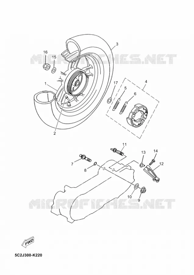 ACHTERWIEL Yamaha SCOOTER 50 2016 OVETTO  YN50