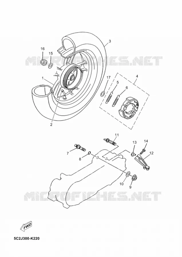ACHTERWIEL Yamaha SCOOTER 50 2016 OVETTO  YN50
