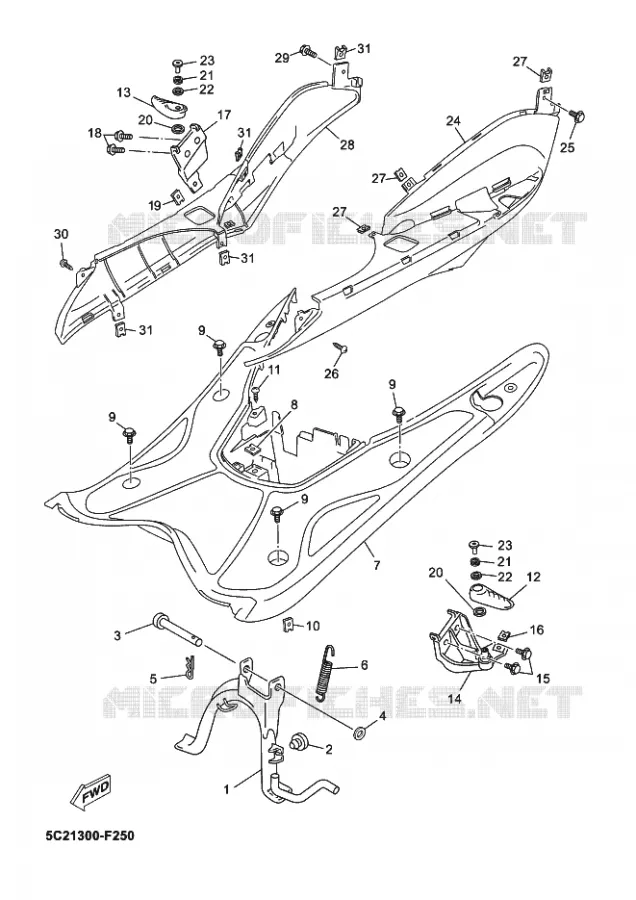 STANDAARD / VOETSTEUN Yamaha SCOOTER 50 2016 OVETTO  YN50