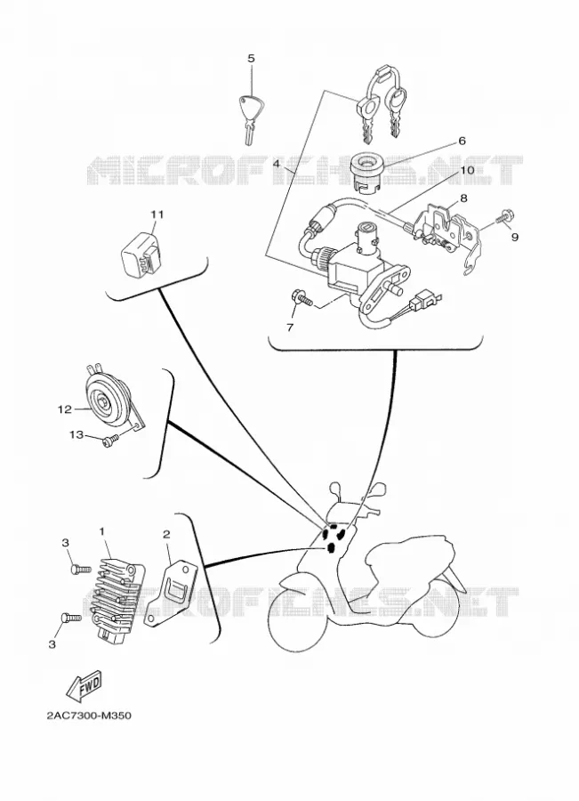 ELECTRISCH 1 Yamaha SCOOTER 50 2013 OVETTO 4T  YN50F