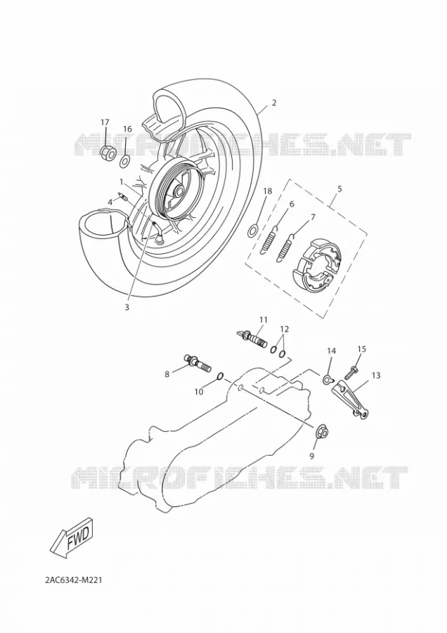 ACHTERWIEL Yamaha SCOOTER 50 2015 NEOS LA POSTE  YN50FT