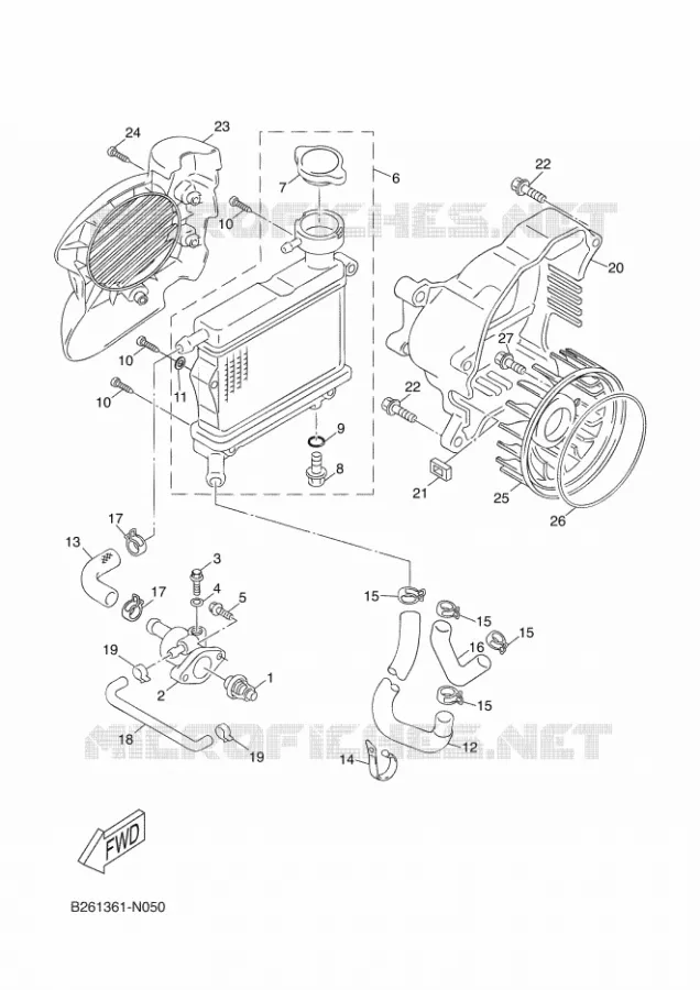 RADIATEUR / SLANG Yamaha SCOOTER 50 2015 NEOS LA POSTE  YN50FT