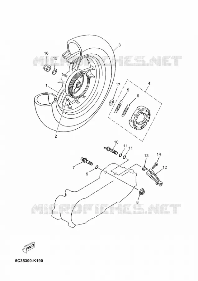 ACHTERWIEL Yamaha SCOOTER 50 2014 NEOS 4T UBS  YN50FU