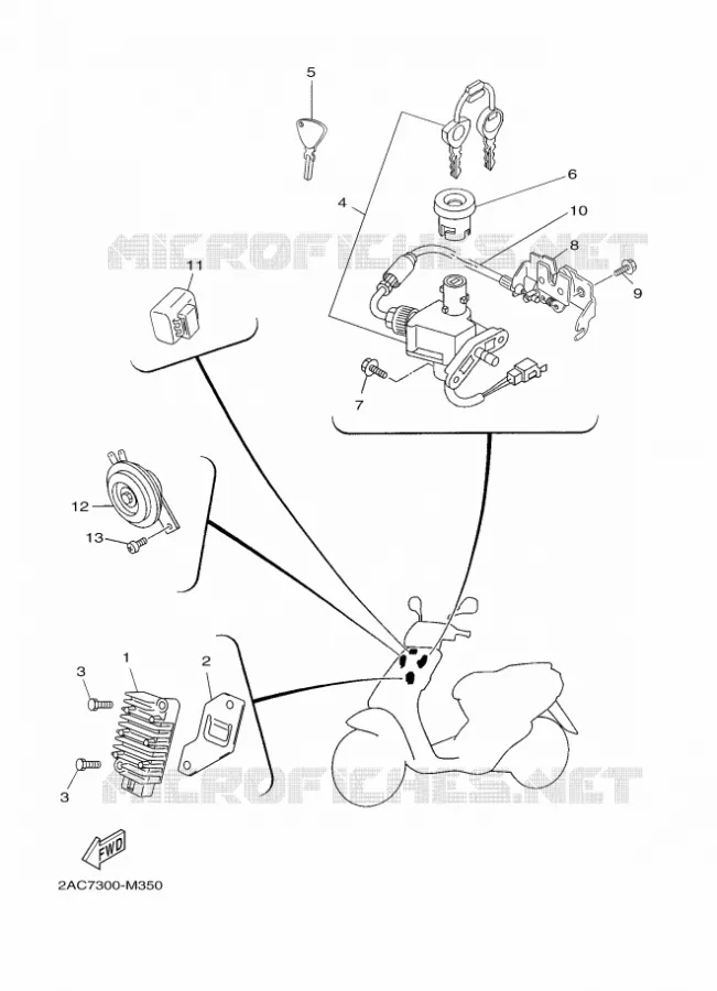 ELECTRISCH 1 Yamaha SCOOTER 50 2014 OVETTO 4T UBS  YN50FU