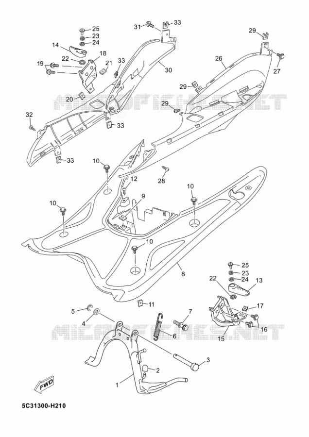 STANDAARD / VOETSTEUN Yamaha SCOOTER 50 2014 OVETTO 4T UBS  YN50FU