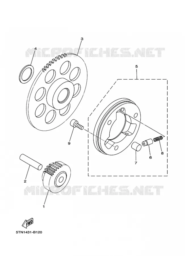 STARTMOTOR KOPPELINGS Yamaha SCOOTER 110 2010 CRYPTON  T110C