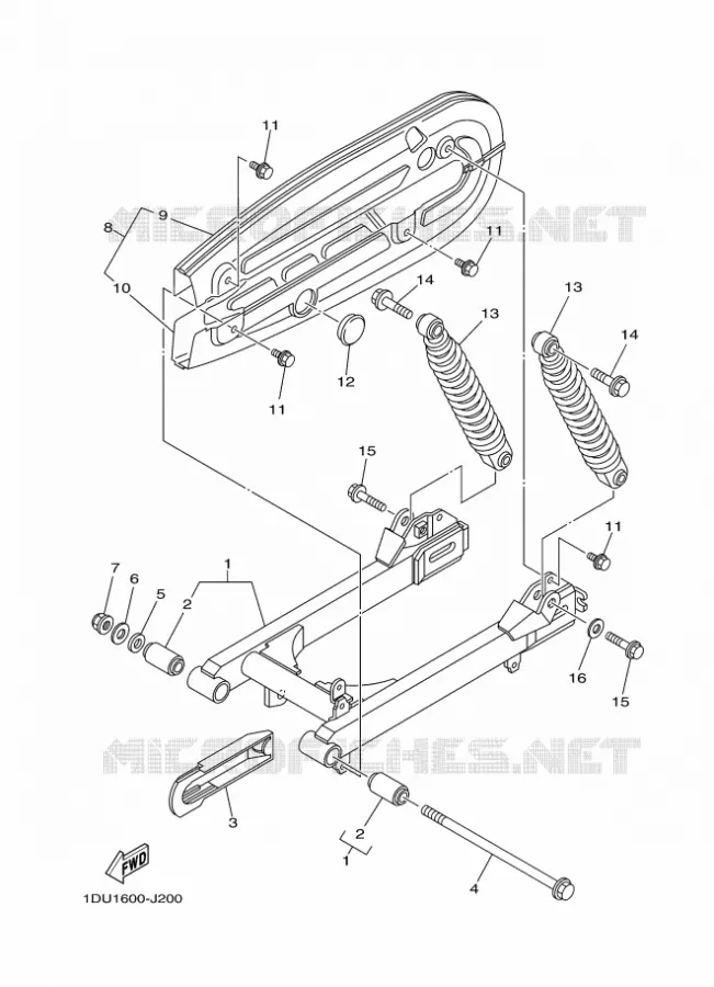ACHTERBRUG / SCHOKBREKER Yamaha SCOOTER 110 2010 CRYPTON  T110C