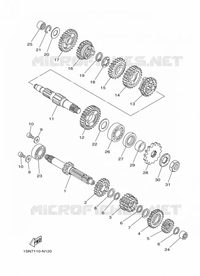 TRANSMISSIE Yamaha MOTO 85 2015 YZ GRANDES ROUES  YZ85LW