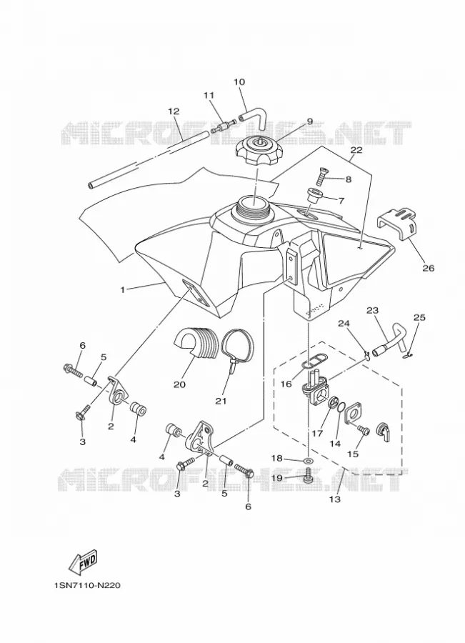 BENZINE TANK Yamaha MOTO 85 2014 YZ GRANDES ROUES  YZ85LW