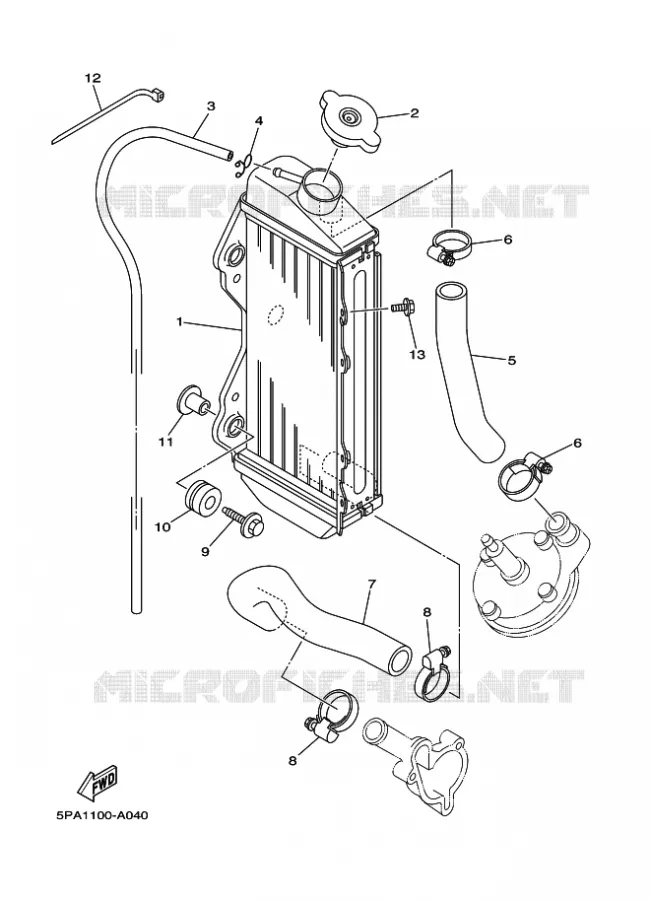 RADIATEUR / SLANG Yamaha MOTO 85 2014 YZ GRANDES ROUES  YZ85LW