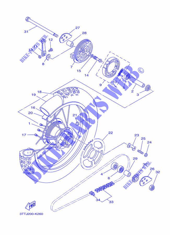 ACHTERWIEL voor Yamaha DT 125 2015