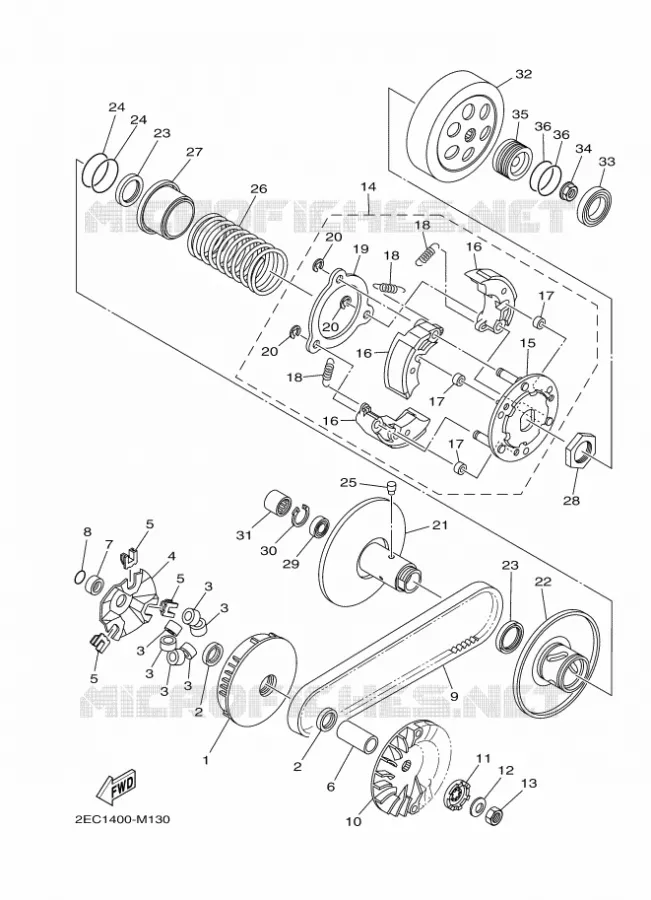 STARTMOTOR KOPPELINGS Yamaha SCOOTER 125 2015 TRICITY ABS  MW125ATRICITY