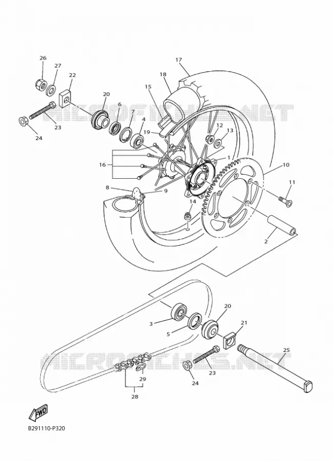 ACHTERWIEL Yamaha MOTO 250 2015 WRF  WR250F