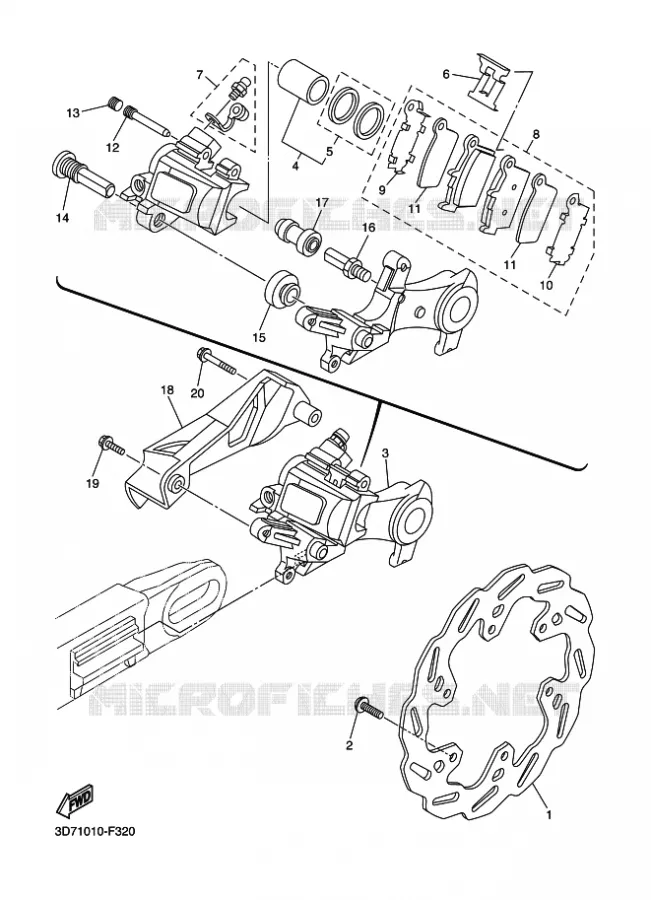 REMKLAUW ACHTER Yamaha MOTO 250 2015 WR-R  WR250R