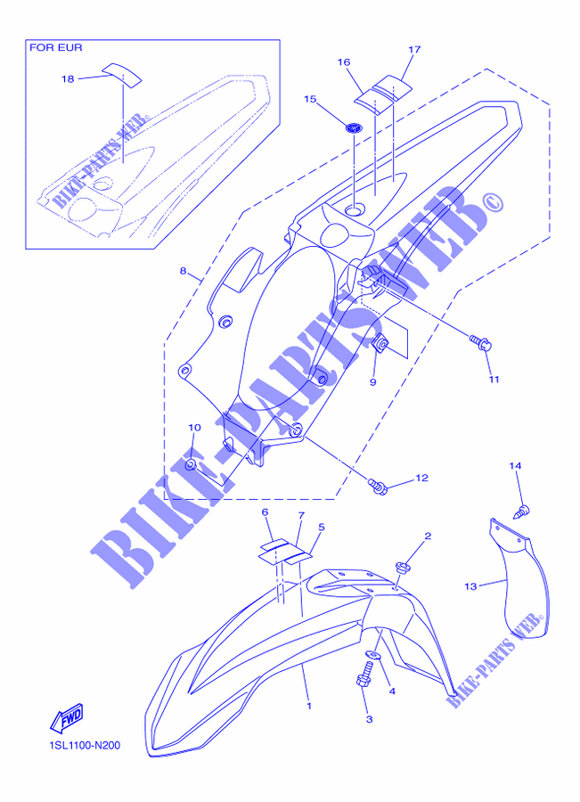 SPATBORD voor Yamaha YZ 250 F 2016