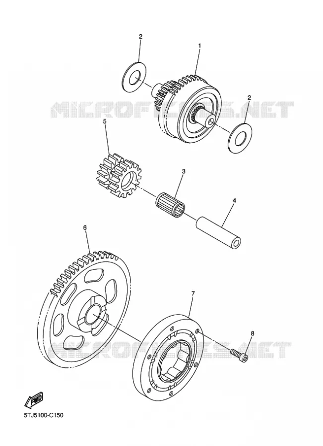 STARTMOTOR KOPPELINGS Yamaha MOTO 250 2015 YZ  YFM700FWAD