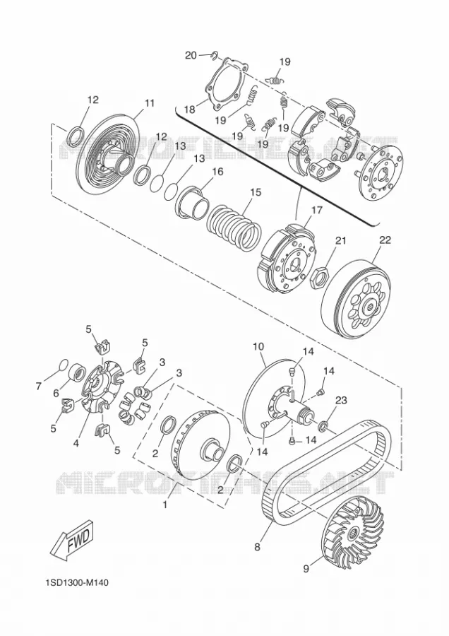 STARTMOTOR KOPPELINGS Yamaha SCOOTER 400 2015 EVOLIS  YP400RA