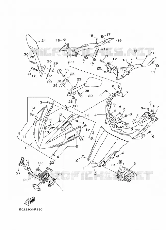 WINDSCHERM Yamaha MOTO 300 2015 R3 ABS  YZF-R3A