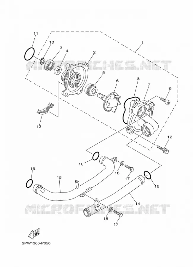 WATERPOMP / SLANGEN Yamaha SCOOTER 500 2015 TMAX IRON MAX  XP500