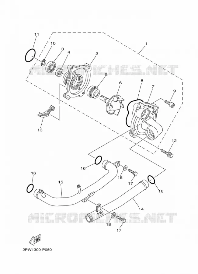 WATERPOMP / SLANGEN Yamaha SCOOTER 500 2015 TMAX ABS  XP500A