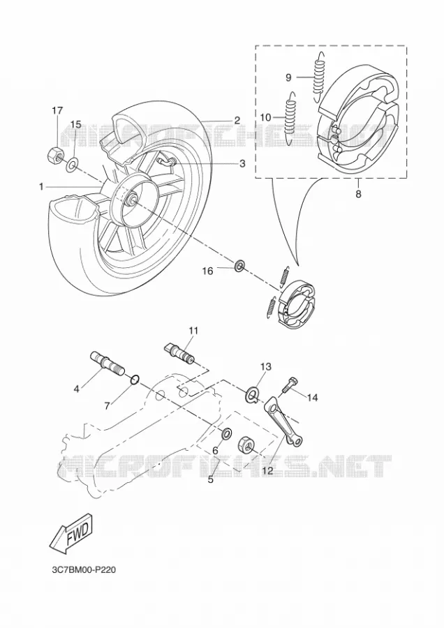 ACHTERWIEL Yamaha SCOOTER 50 2015 STUNT  EW50N
