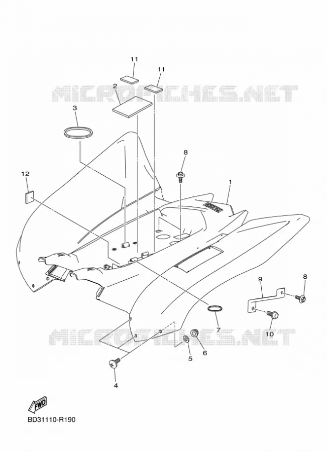 ACHTERSPATBORD  Yamaha QUAD 90 2016 RAPTOR  YFM90RYFM09RYXG