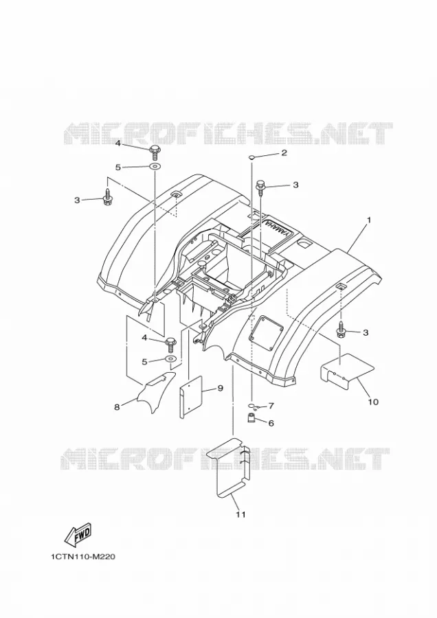 ACHTERSPATBORD  Yamaha QUAD 450 2016 GRIZZLY  YFM450FWAYFM45GDXG